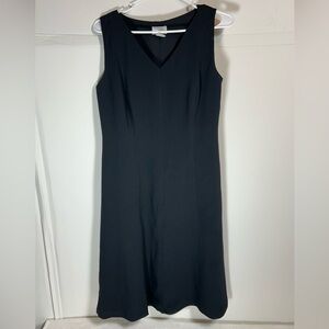 LOFT Elegant Black V neck Sleeveless Side Zip Midi Dress Size 8